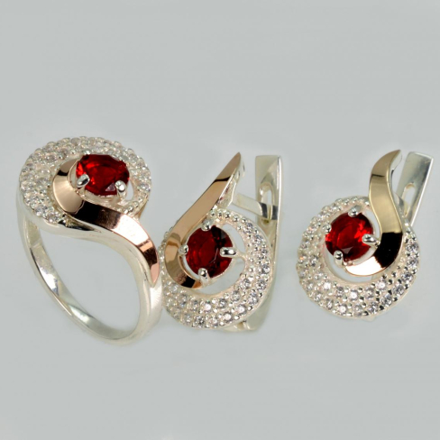 Серебряный набор с золотыми накладками