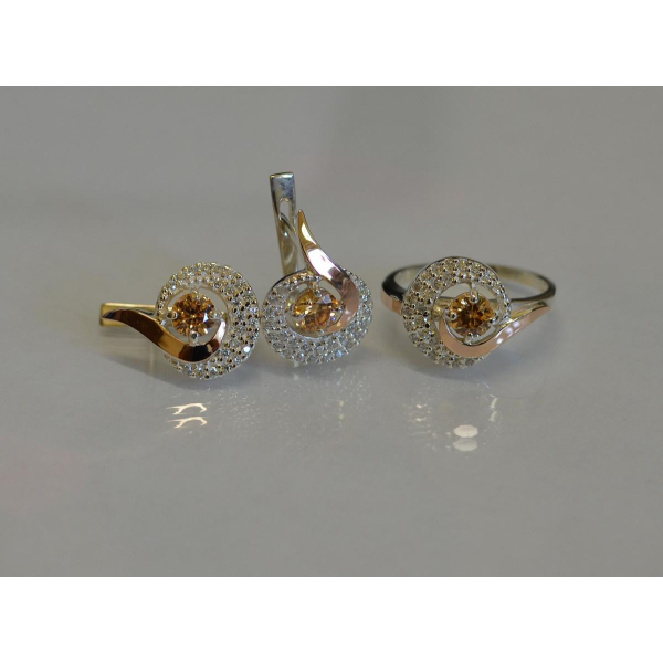 Серебряный набор с золотыми накладками (064)