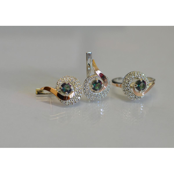 Серебряный набор с золотыми накладками (064)