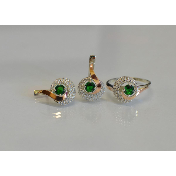 Серебряный набор с золотыми накладками (064)