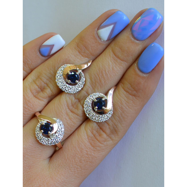 Серебряный набор с золотыми накладками (064)