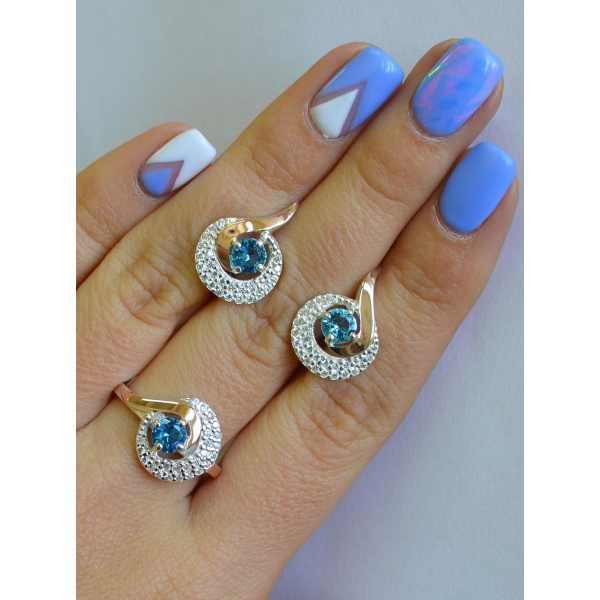 Серебряный набор с золотыми накладками (064)