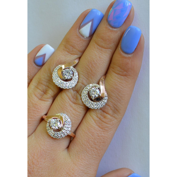 Серебряный набор с золотыми накладками (064)