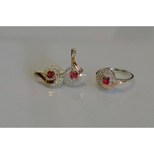 Серебряный набор с золотыми накладками (064)