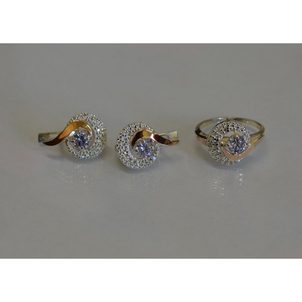 Серебряный набор с золотыми накладками (064)