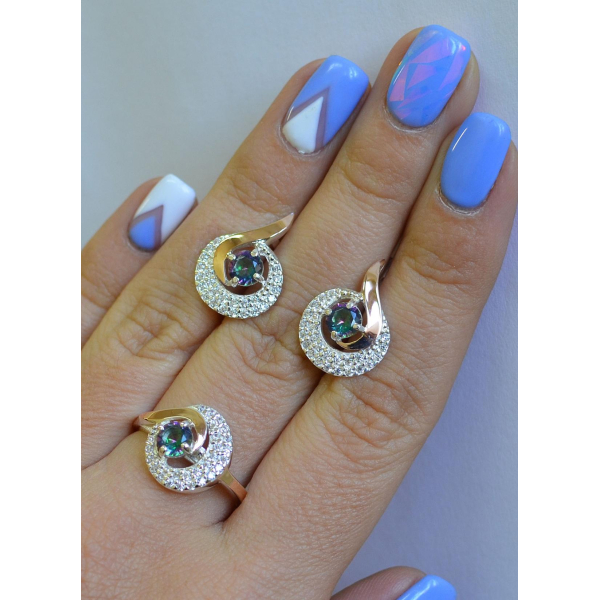 Серебряный набор с золотыми накладками (064)