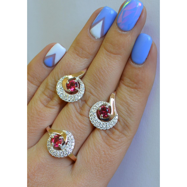 Серебряный набор с золотыми накладками (064)