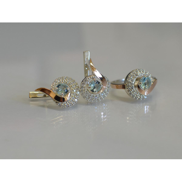 Серебряный набор с золотыми накладками (064)