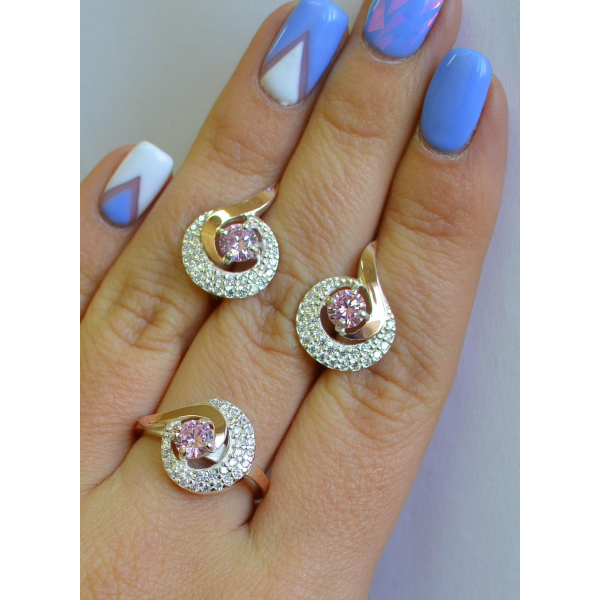 Серебряный набор с золотыми накладками (064)