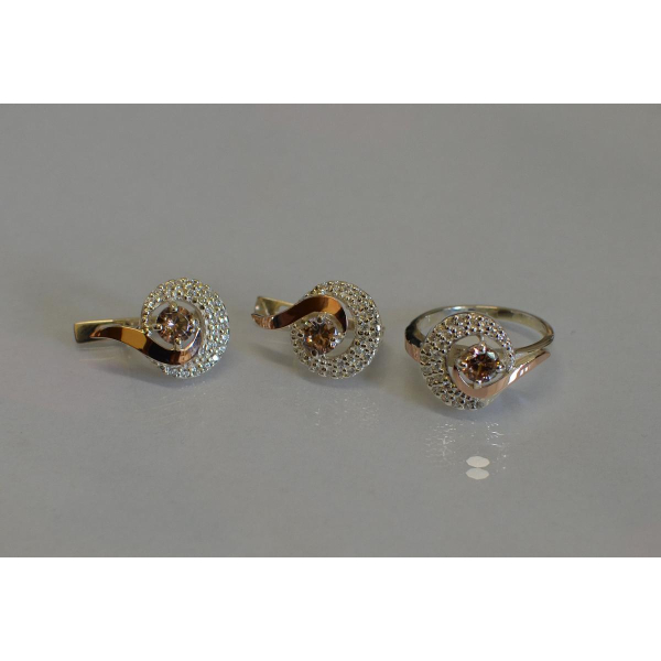 Серебряный набор с золотыми накладками (064)