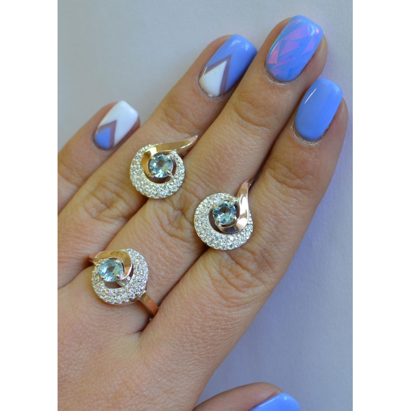 Серебряный набор с золотыми накладками (064)