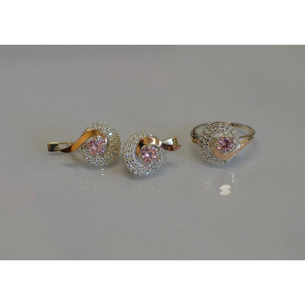 Серебряный набор с золотыми накладками (064)