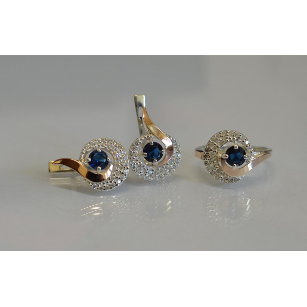 Серебряный набор с золотыми накладками (064)