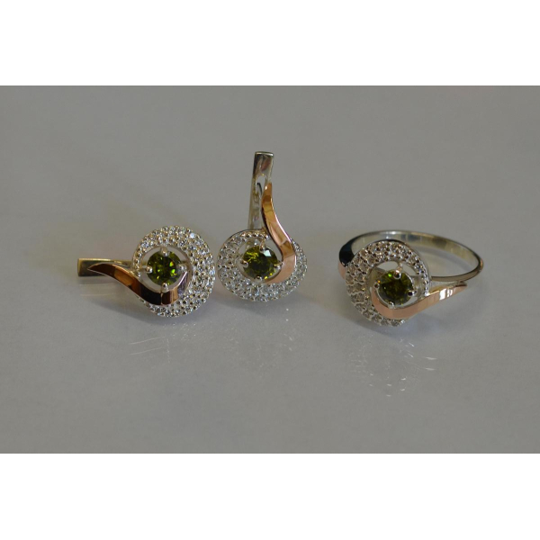 Серебряный набор с золотыми накладками (064)