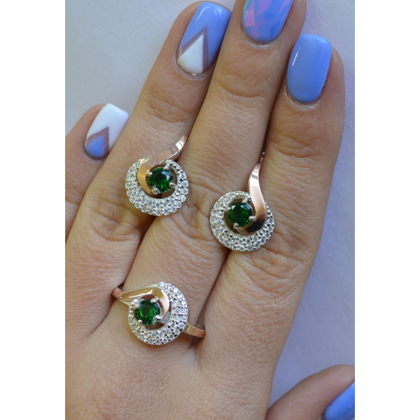 Серебряный набор с золотыми накладками (064)