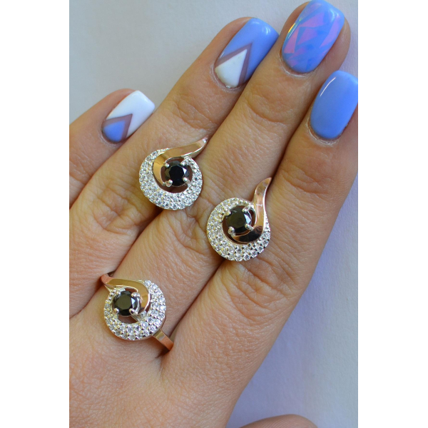 Серебряный набор с золотыми накладками (064)