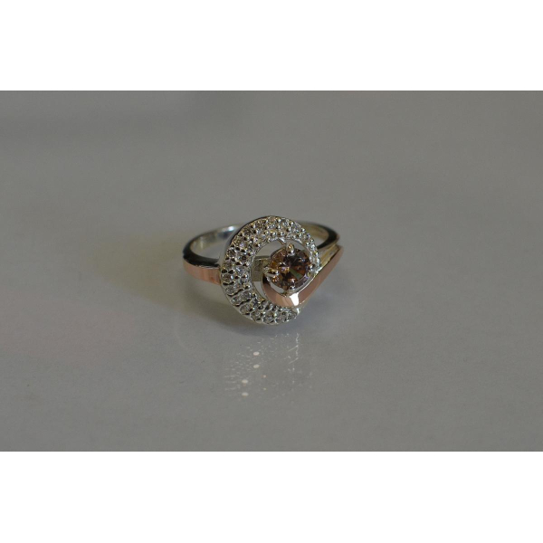 Срібна каблучка з золотими напайками (064к)