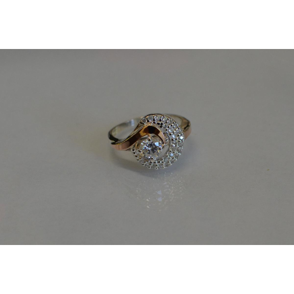 Срібна каблучка з золотими напайками (064к)