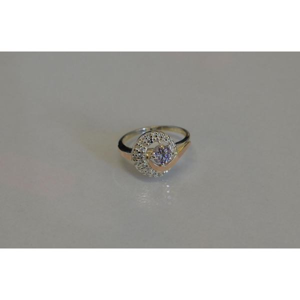 Срібна каблучка з золотими напайками (064к)