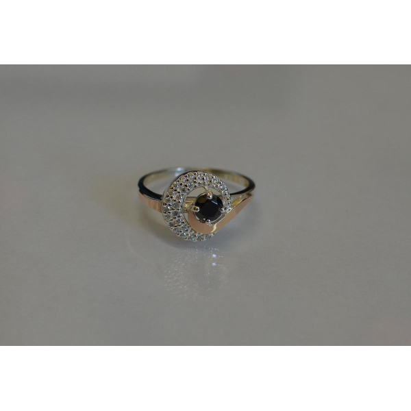 Срібна каблучка з золотими напайками (064к)