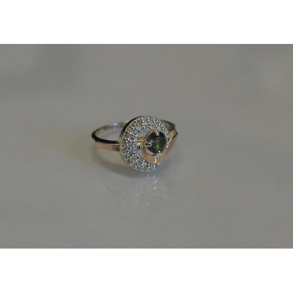 Срібна каблучка з золотими напайками (064к)