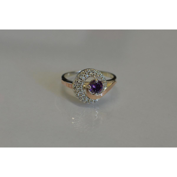 Срібна каблучка з золотими напайками (064к)