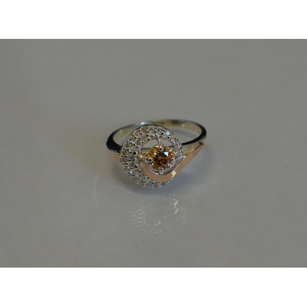 Срібна каблучка з золотими напайками (064к)