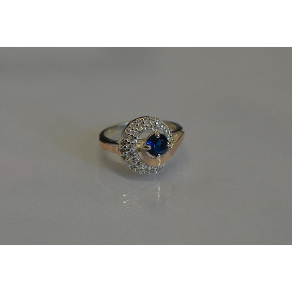 Срібна каблучка з золотими напайками (064к)