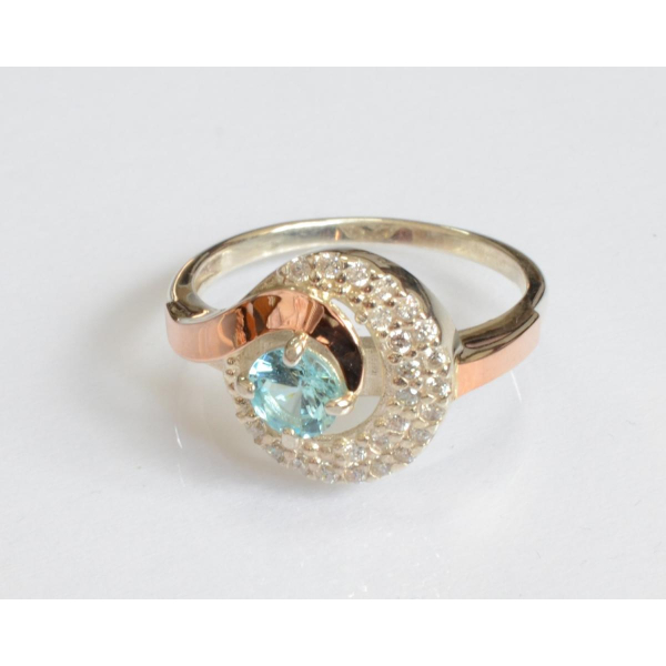 Срібна каблучка з золотими напайками (064к)