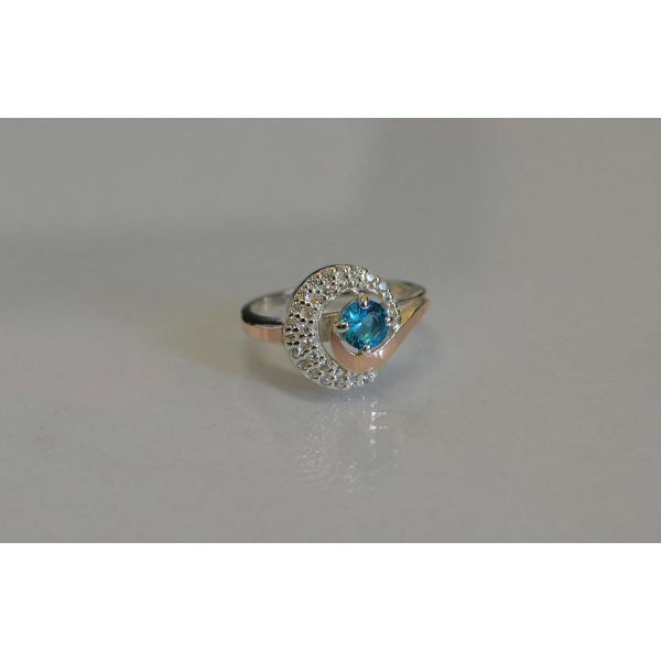 Срібна каблучка з золотими напайками (064к)