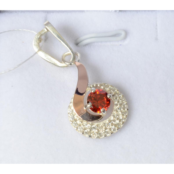 Серебряная подвеска с золотими вставками (064п)