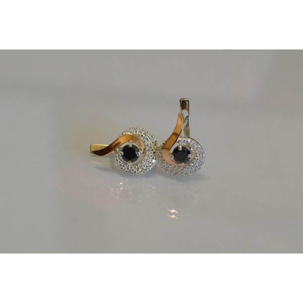 Серебряные серьги со вставками из золота (064с)