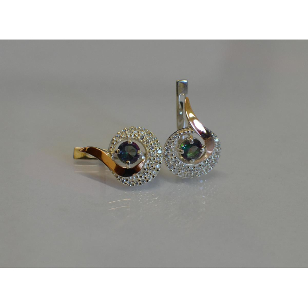 Серебряные серьги со вставками из золота (064с)