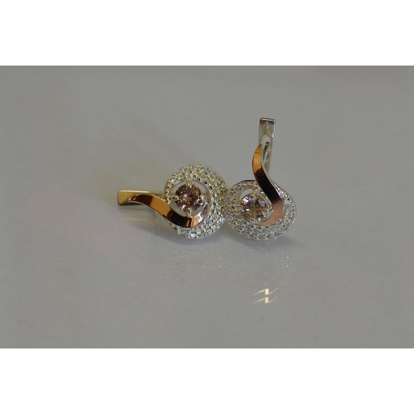 Серебряные серьги со вставками из золота (064с)