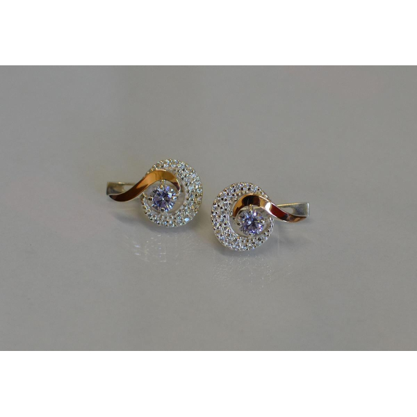 Серебряные серьги со вставками из золота (064с)