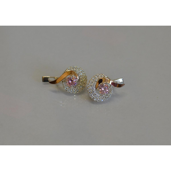 Серебряные серьги со вставками из золота (064с)