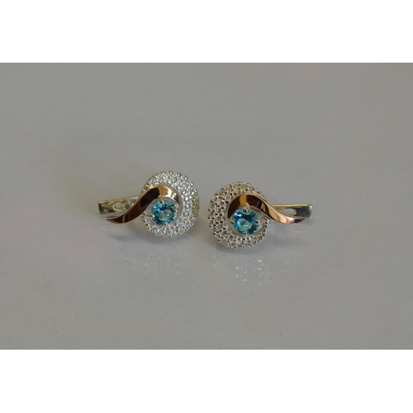 Серебряные серьги со вставками из золота (064с)