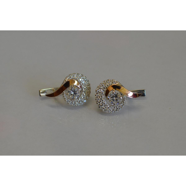 Серебряные серьги со вставками из золота (064с)