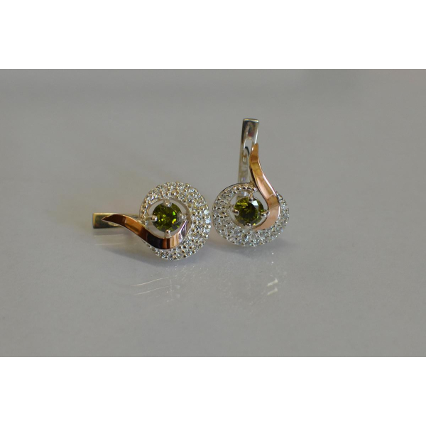 Серебряные серьги со вставками из золота (064с)