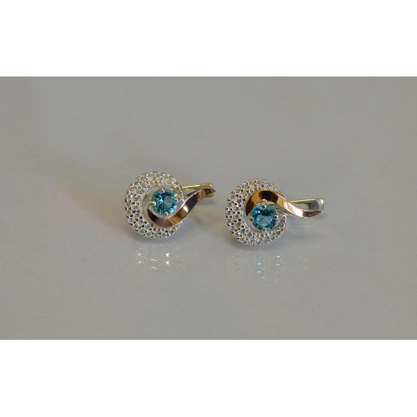 Серебряные серьги со вставками из золота (064с)