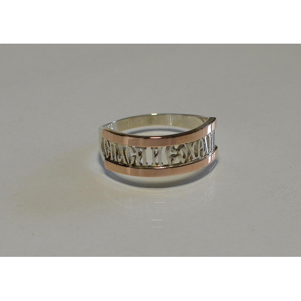 Серебряное кольцо  с пластинами из золота (065к)