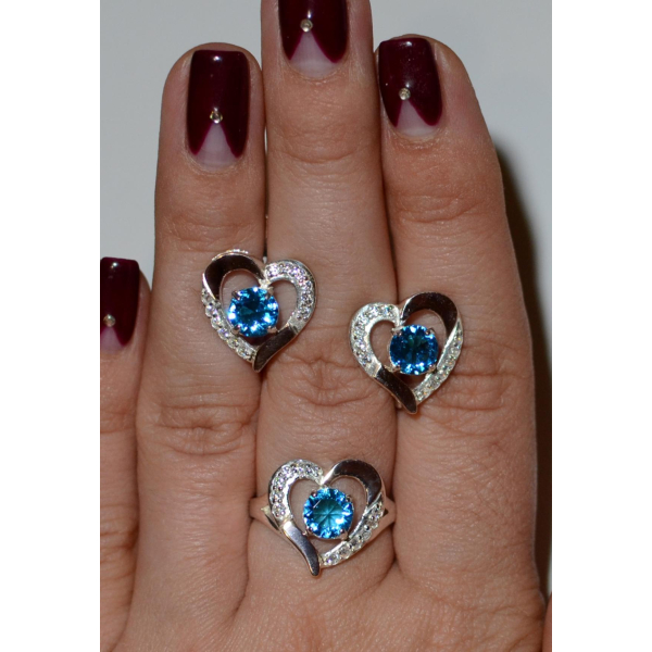 Серебряный комплект со вставками из золота (066)