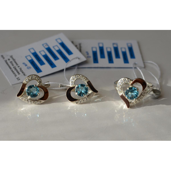 Серебряный комплект со вставками из золота (066)