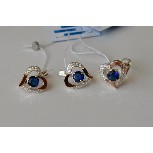 Серебряный комплект со вставками из золота (066)