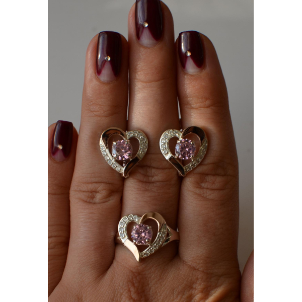 Серебряный комплект со вставками из золота (066)