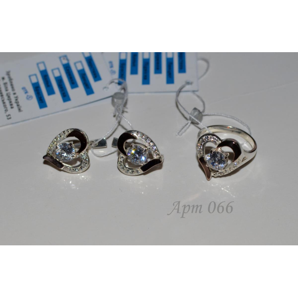 Серебряный комплект со вставками из золота (066)