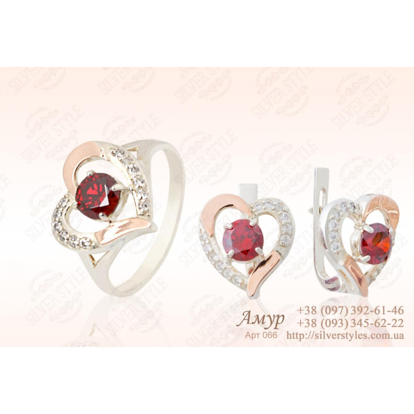 Серебряный комплект со вставками из золота (066)