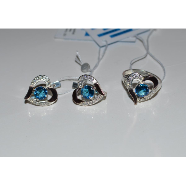 Серебряный комплект со вставками из золота (066)