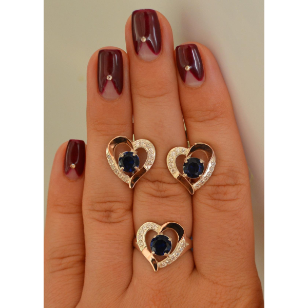 Серебряный комплект со вставками из золота (066)