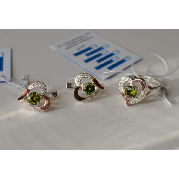 Серебряный комплект со вставками из золота (066)